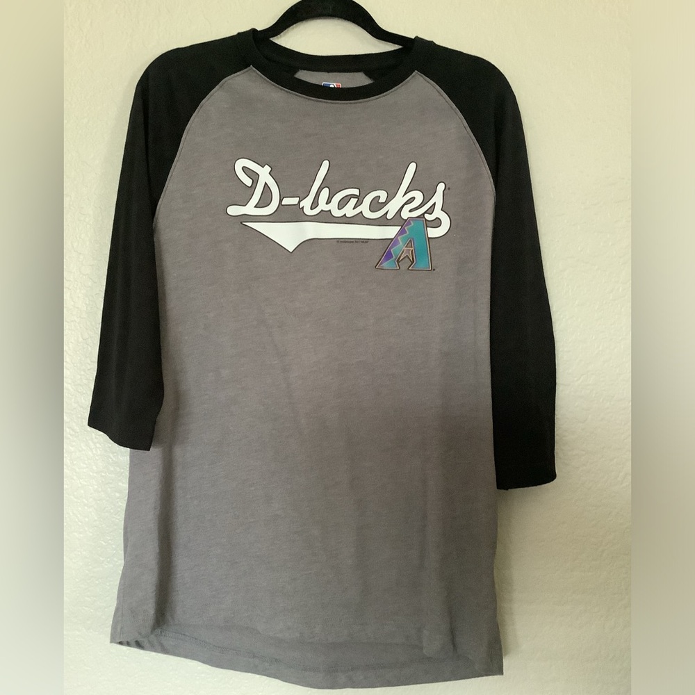 MLB Arizona Diamondbacks Baseball Gray Shirt Black Raglan Sleeves Men's Large